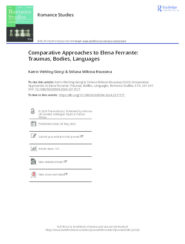 Comparative Approaches to Elena Ferrante: Traumas, Bodies, Languages Thumbnail