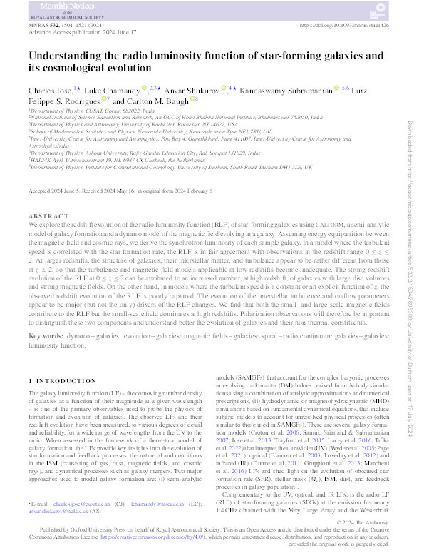 Understanding the radio luminosity function of star-forming galaxies and its cosmological evolution Thumbnail