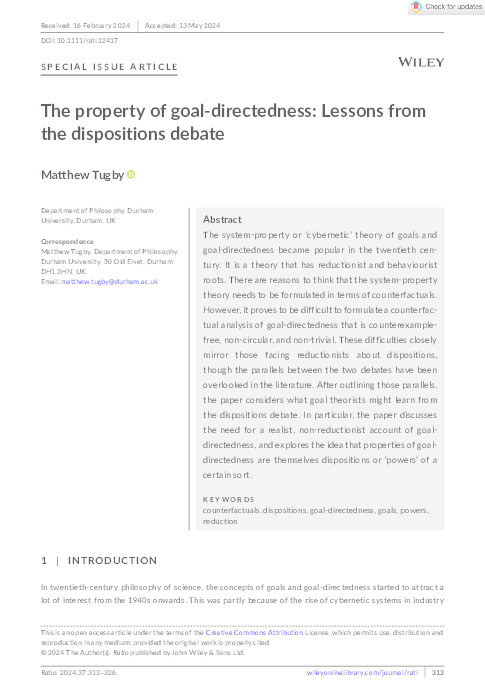 The property of goal‐directedness: Lessons from the dispositions debate Thumbnail