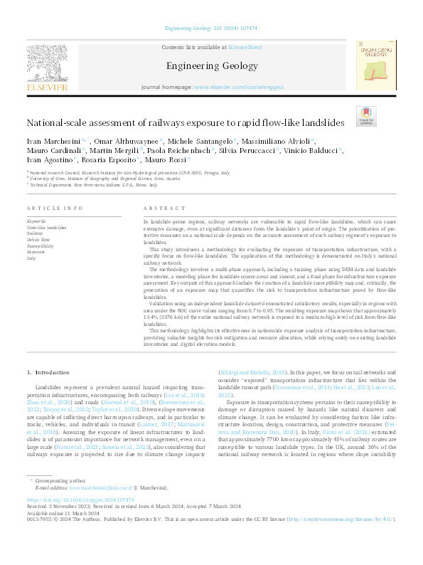 National-scale assessment of railways exposure to rapid flow-like landslides Thumbnail