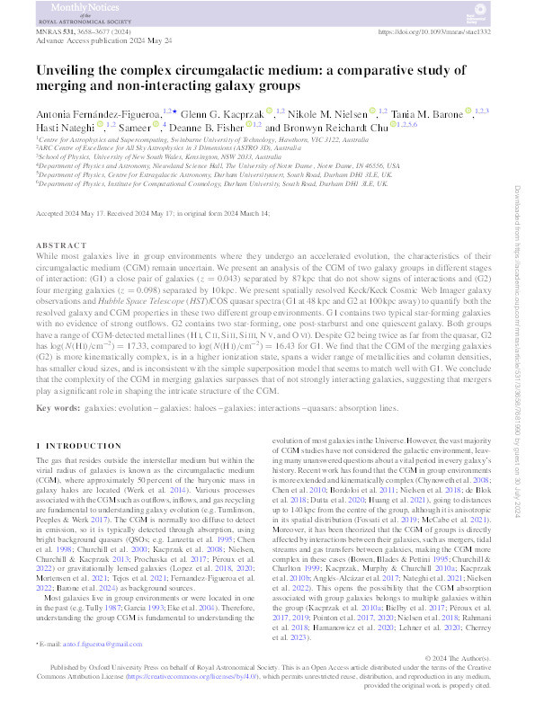 Unveiling the complex circumgalactic medium: a comparative study of merging and non-interacting galaxy groups Thumbnail