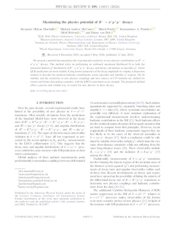 Maximizing the physics potential of B±→π±μ+μ− decays Thumbnail