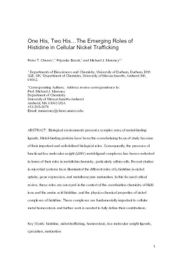 One His, two His…the emerging roles of histidine in cellular nickel trafficking Thumbnail