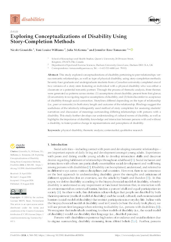 Exploring Conceptualizations of Disability Using Story-Completion Methods Thumbnail