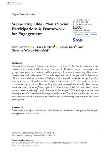 Supporting Older Men’s Social Participation: A Framework for Engagement Thumbnail