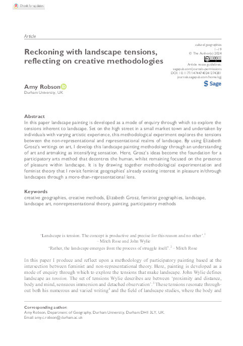 Reckoning with landscape tensions, reflecting on creative methodologies Thumbnail