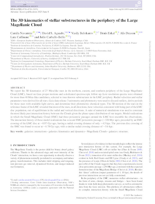 The 3D kinematics of stellar substructures in the periphery of the Large Magellanic Cloud Thumbnail