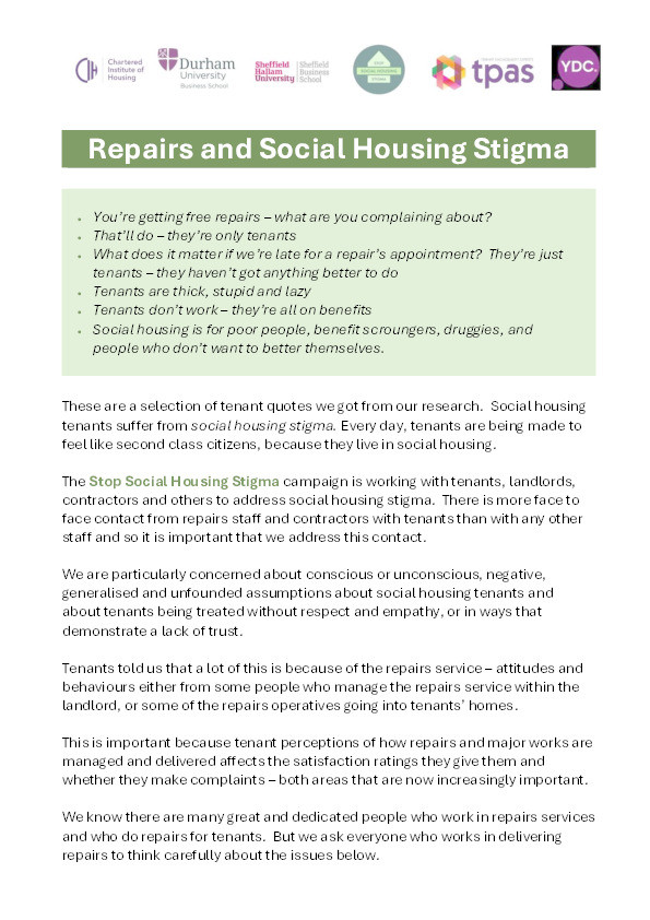 Repairs and Social Housing Stigma Thumbnail