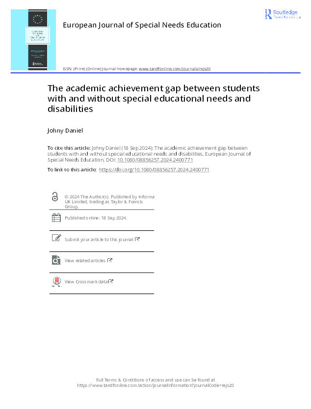 The academic achievement gap between students with and without special educational needs and disabilities Thumbnail