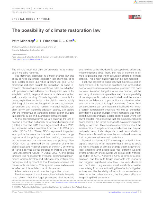 The possibility of climate restoration law Thumbnail