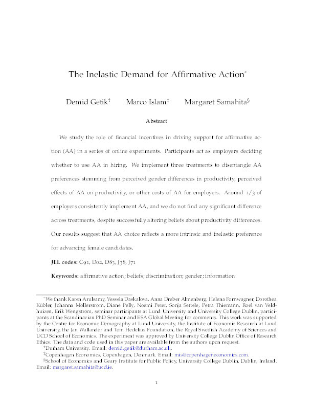 The inelastic demand for affirmative action Thumbnail