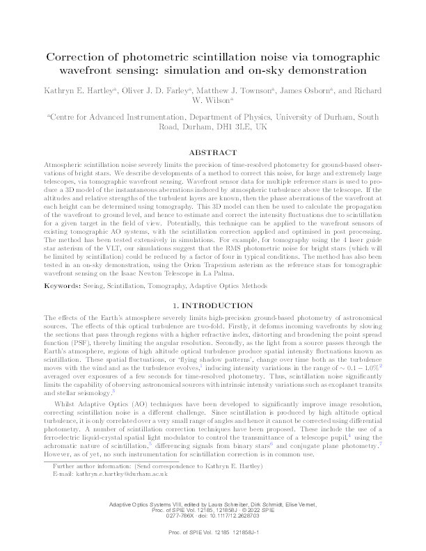 Correction of photometric scintillation noise via tomographic wavefront sensing: simulation and on-sky demonstration Thumbnail