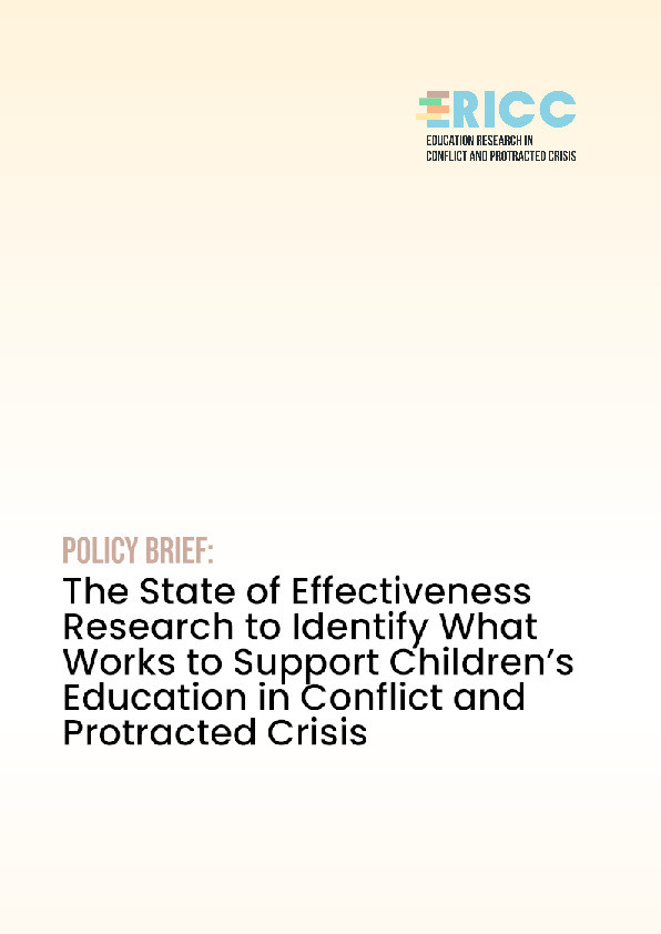 State of Effectiveness Research on Support to Children’s Education in Conflicts and Protracted Crises Thumbnail