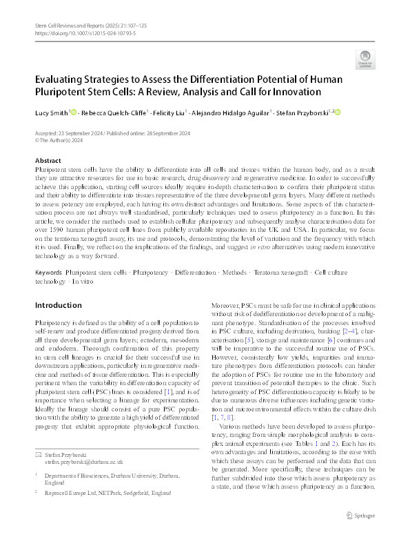 Evaluating Strategies to Assess the Differentiation Potential of Human Pluripotent Stem Cells: A Review, Analysis and Call for Innovation Thumbnail