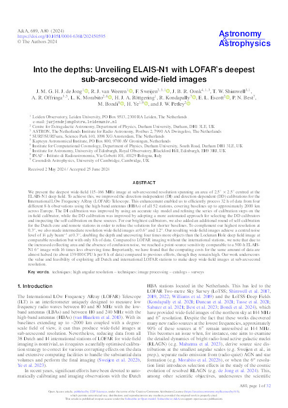 Into the depths: Unveiling ELAIS-N1 with LOFAR’s deepest sub-arcsecond wide-field images Thumbnail