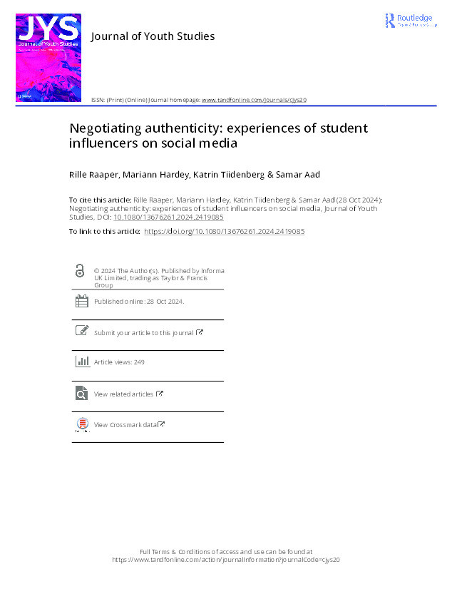 Negotiating authenticity: experiences of student influencers on social media Thumbnail