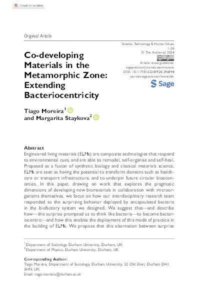 Co-developing materials in the metamorphic zone: extending bacteriocentricity Thumbnail