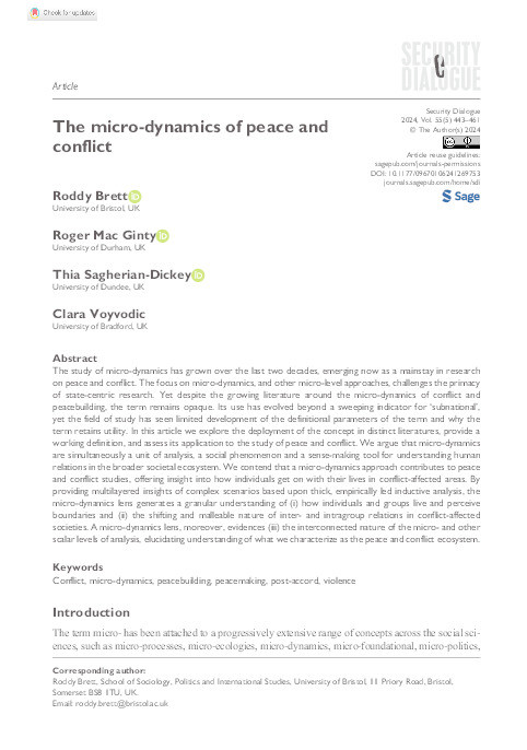 The micro-dynamics of peace and conflict Thumbnail