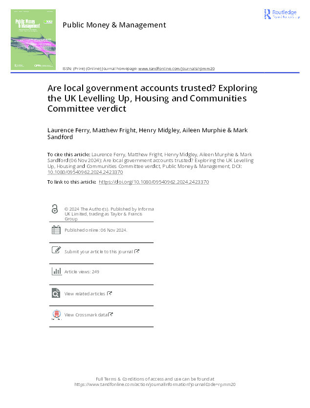 Are local government accounts trusted? Exploring the UK Levelling Up, Housing and Communities Committee Verdict Thumbnail