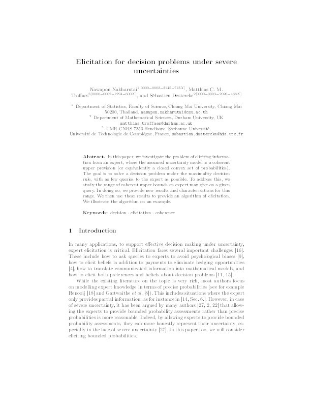 Elicitation for decision problems under severe uncertainties Thumbnail