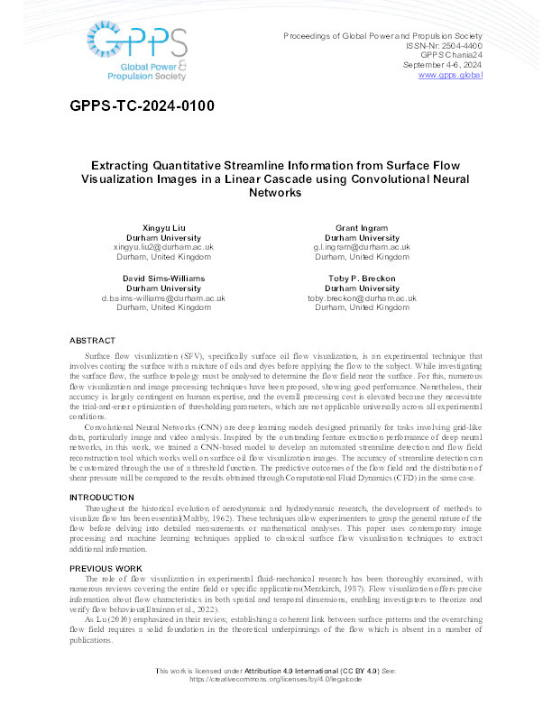 Extracting Quantitative Streamline Information from Surface Flow Visualization Images in a Linear Cascade using Convolutional Neural Networks Thumbnail