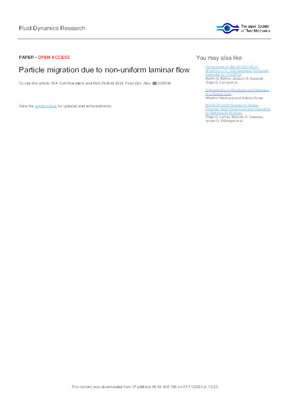 Particle migration due to non-uniform laminar flow Thumbnail