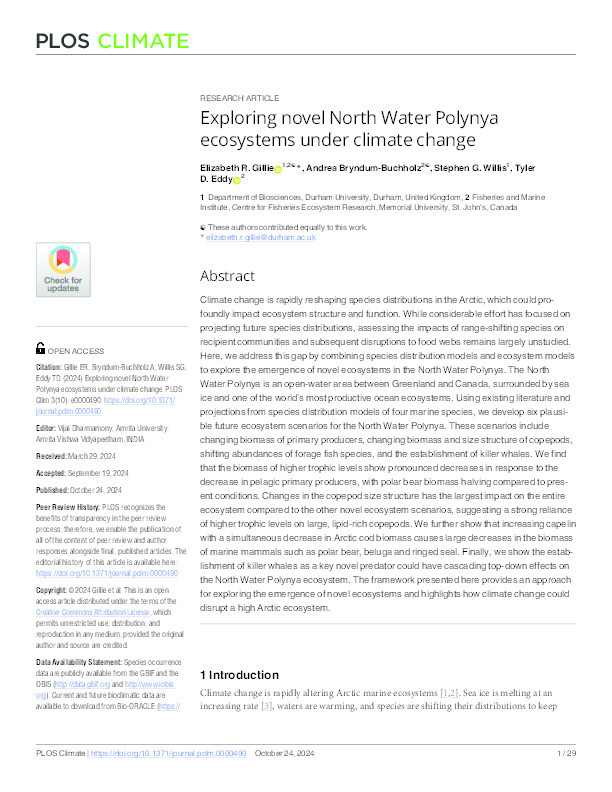 Exploring novel North Water Polynya ecosystems under climate change Thumbnail