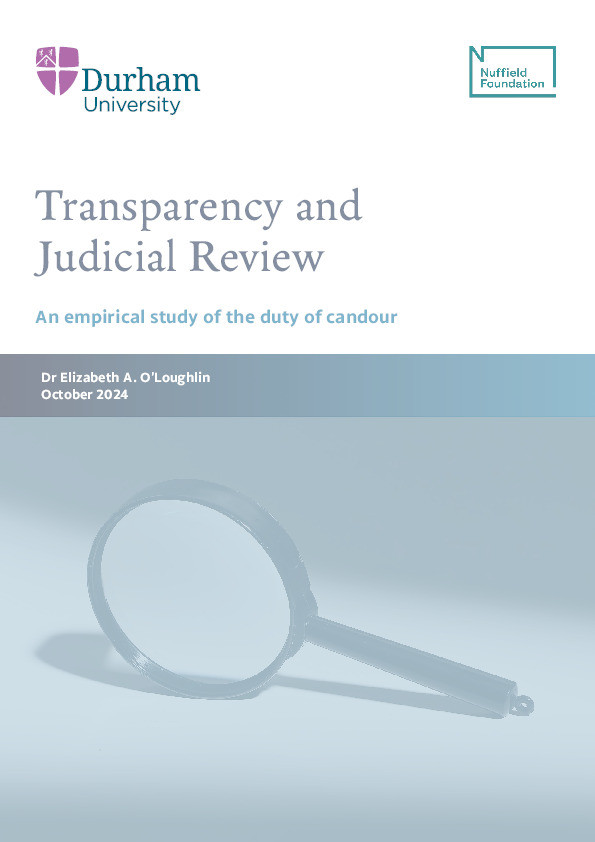 Transparency and Judicial Review: An Empirical Study of the Duty of Candour Thumbnail