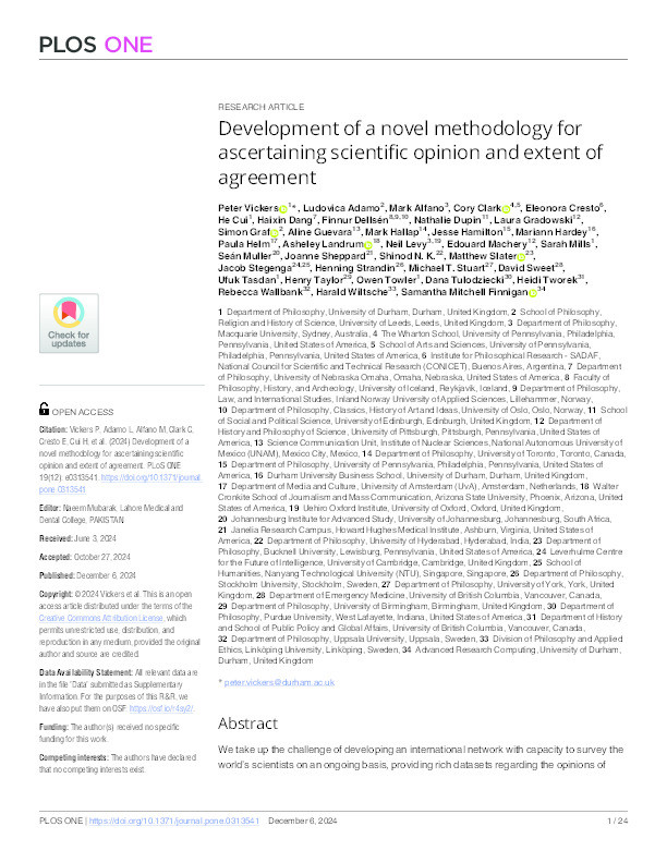 Development of a novel methodology for ascertaining scientific opinion and extent of agreement Thumbnail