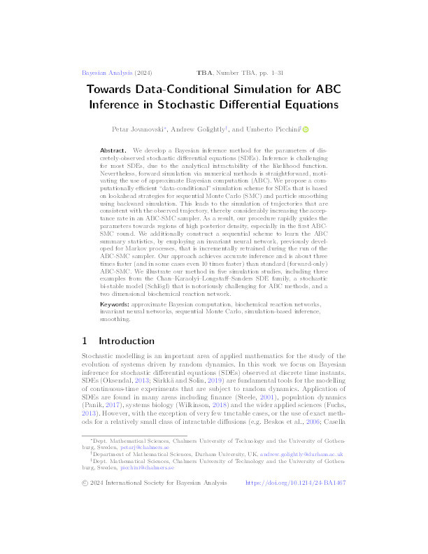 Towards Data-Conditional Simulation for ABC Inference in Stochastic Differential Equations Thumbnail