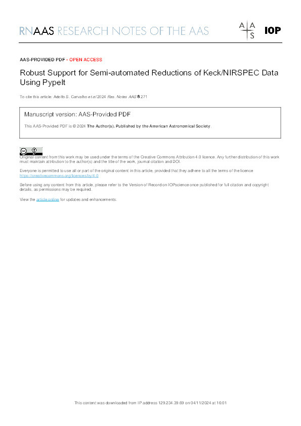 Robust Support for Semi-automated Reductions of Keck/NIRSPEC Data Using PypeIt Thumbnail