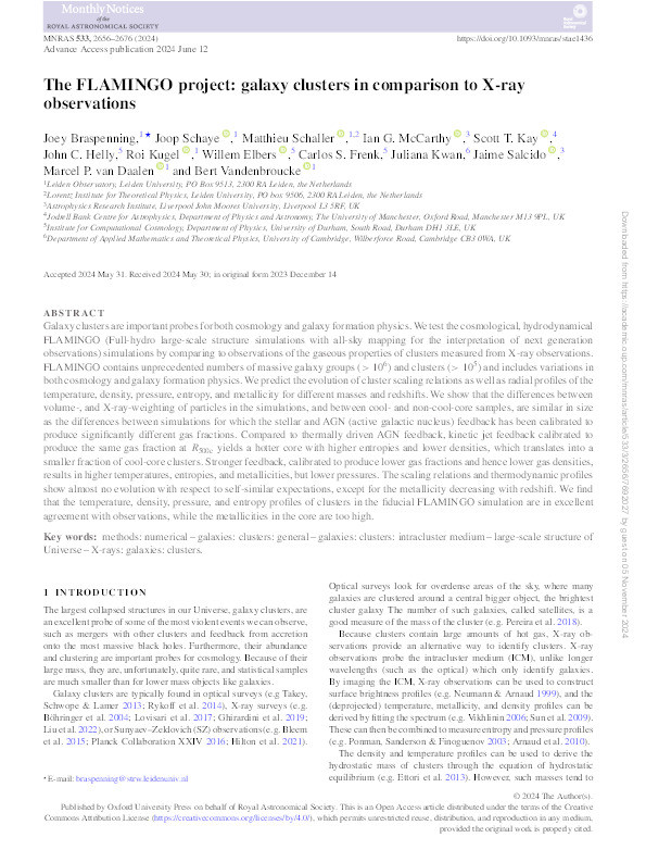 The FLAMINGO project: galaxy clusters in comparison to X-ray observations Thumbnail