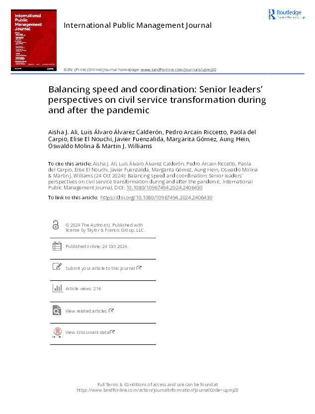 Balancing speed and coordination: Senior leaders’ perspectives on civil service transformation during and after the pandemic Thumbnail