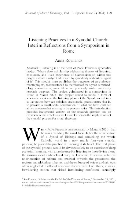 Listening Practices in a Synodal Church: Interim Reflections from a Symposium in Rome Thumbnail