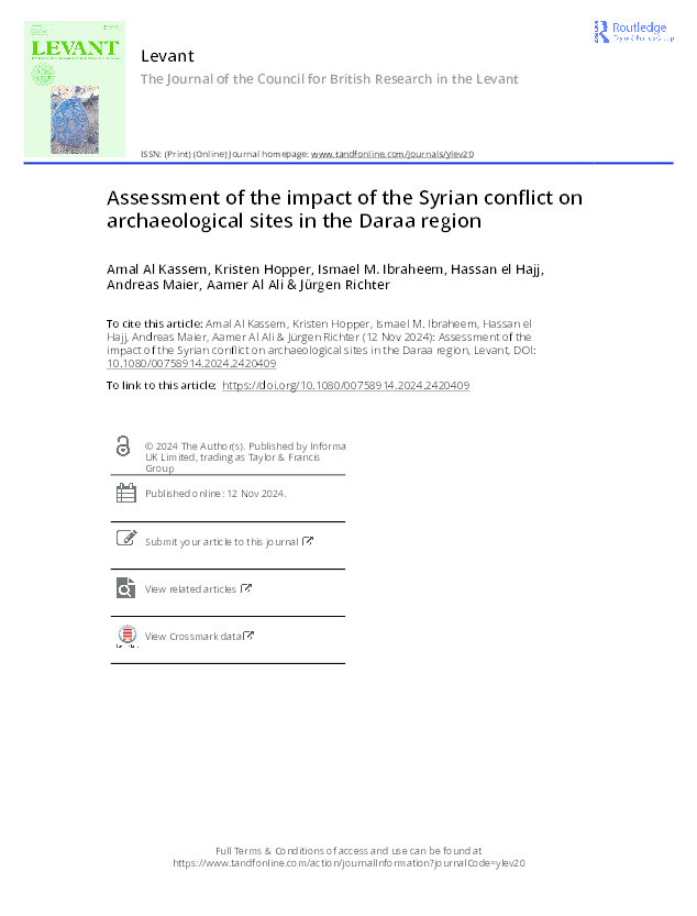 Assessment of the impact of the Syrian conflict on archaeological sites in the Daraa region Thumbnail