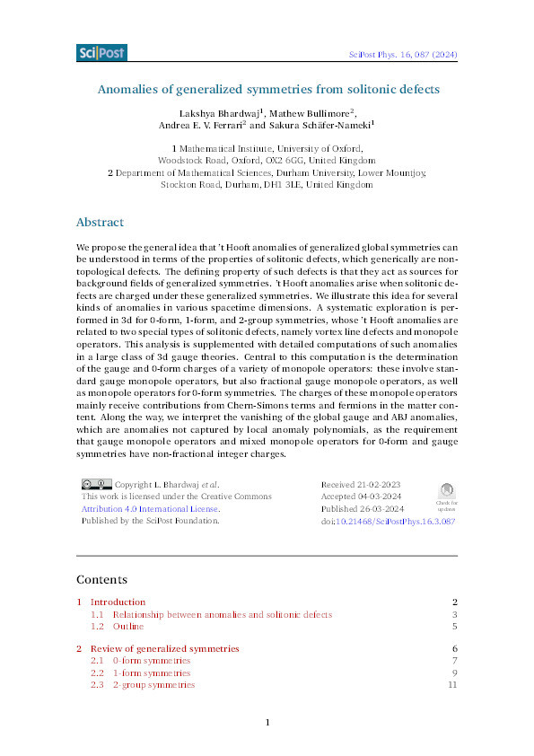 Anomalies of generalized symmetries from solitonic defects Thumbnail