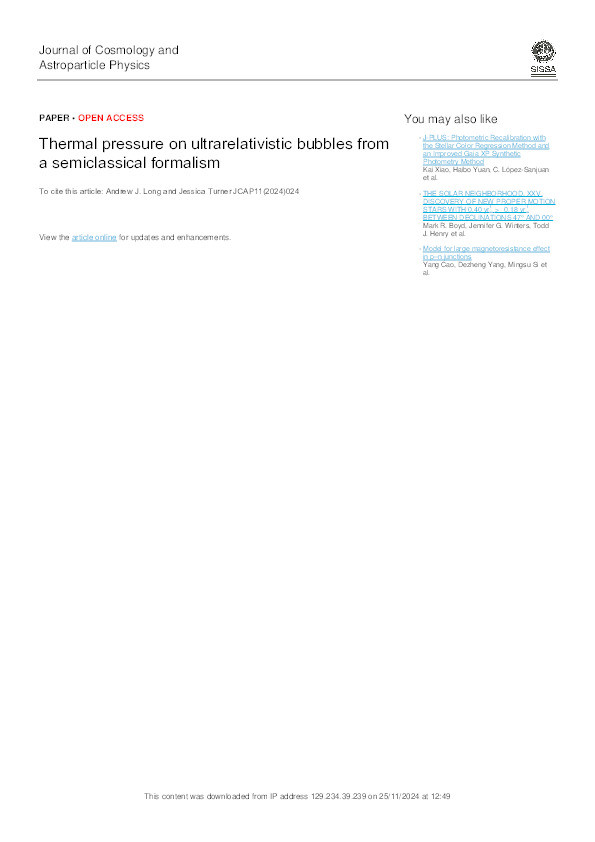 Thermal pressure on ultrarelativistic bubbles from a semiclassical formalism Thumbnail