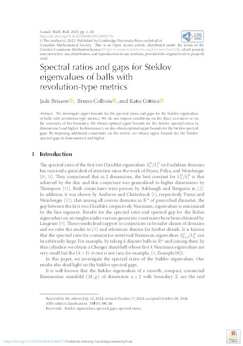 Spectral ratios and gaps for Steklov eigenvalues of balls with revolution-type metrics Thumbnail