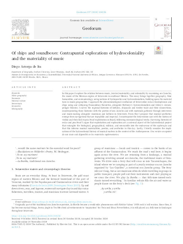 Of ships and soundboxes: Contrapuntal explorations of hydrocoloniality and the materiality of music Thumbnail