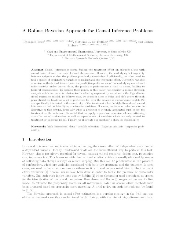 A Robust Bayesian Approach for Causal Inference Problems Thumbnail