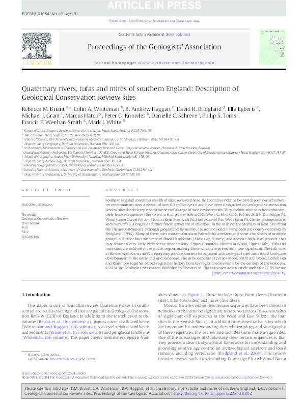 Quaternary rivers, tufas and mires of southern England: Description of Geological Conservation Review sites Thumbnail