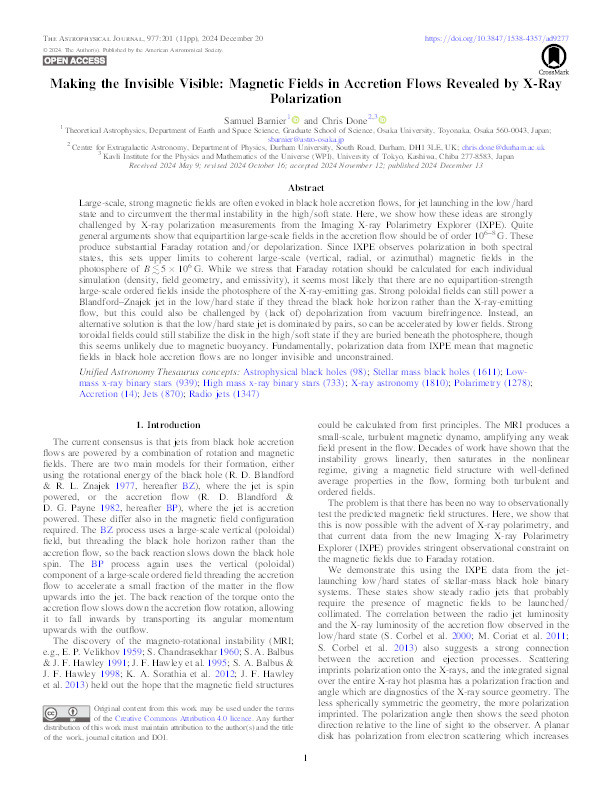 Making the Invisible Visible: Magnetic Fields in Accretion Flows Revealed by X-Ray Polarization Thumbnail