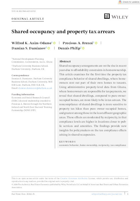 Shared occupancy and property tax arrears Thumbnail