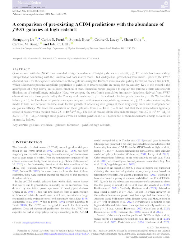 A comparison of pre-existing ΛCDM predictions with the abundance of JWST galaxies at high redshift Thumbnail