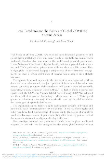 Legal Paradigms and the Politics of Global COVID-19 Vaccine Access Thumbnail