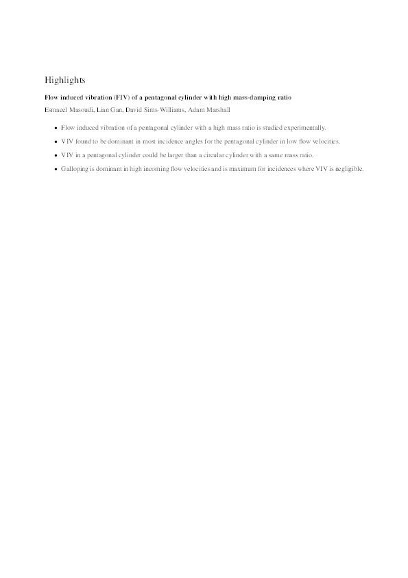 Flow induced vibration (FIV) of a pentagonal cylinder with high mass-damping ratio Thumbnail