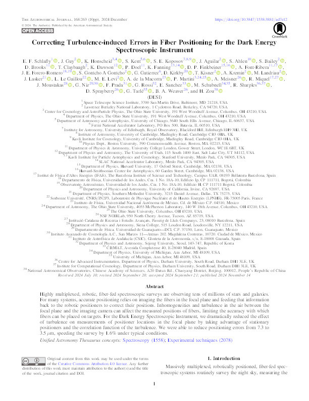 Correcting Turbulence-induced Errors in Fiber Positioning for the Dark Energy Spectroscopic Instrument Thumbnail