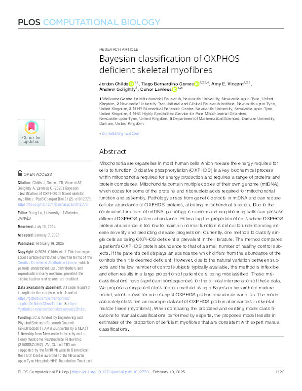 Bayesian classification of OXPHOS deficient skeletal myofibres Thumbnail