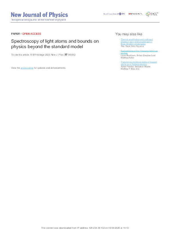 Spectroscopy of light atoms and bounds on physics beyond the standard model Thumbnail
