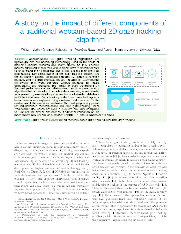 A study on the impact of different components of a traditional webcam-based 2D gaze tracking algorithm Thumbnail